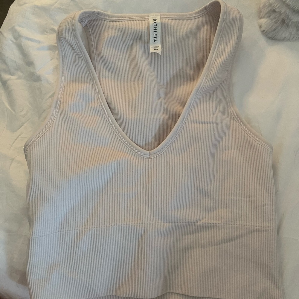 LIMITED EDITION - Athleta V-Neck Crop Tank - Heather Grey